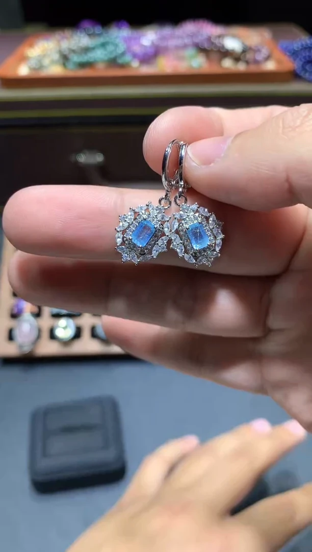 【闪购商品】海蓝宝石耳坠未镶嵌K52【多样性发其一】