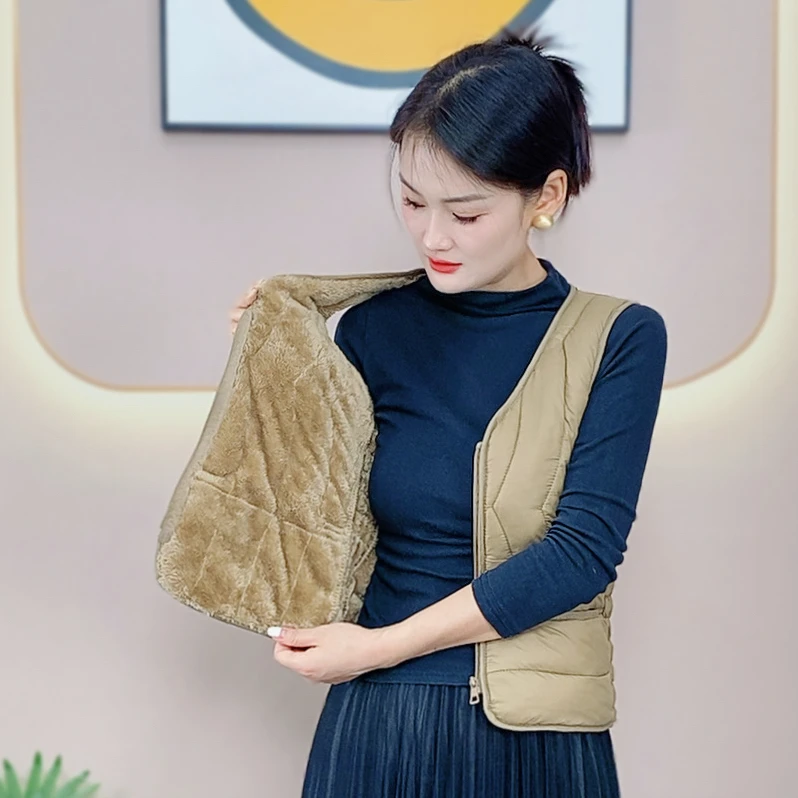 秋款加绒女款棉马甲内穿背心坎肩春秋短款修身显瘦贴身保暖马夹
