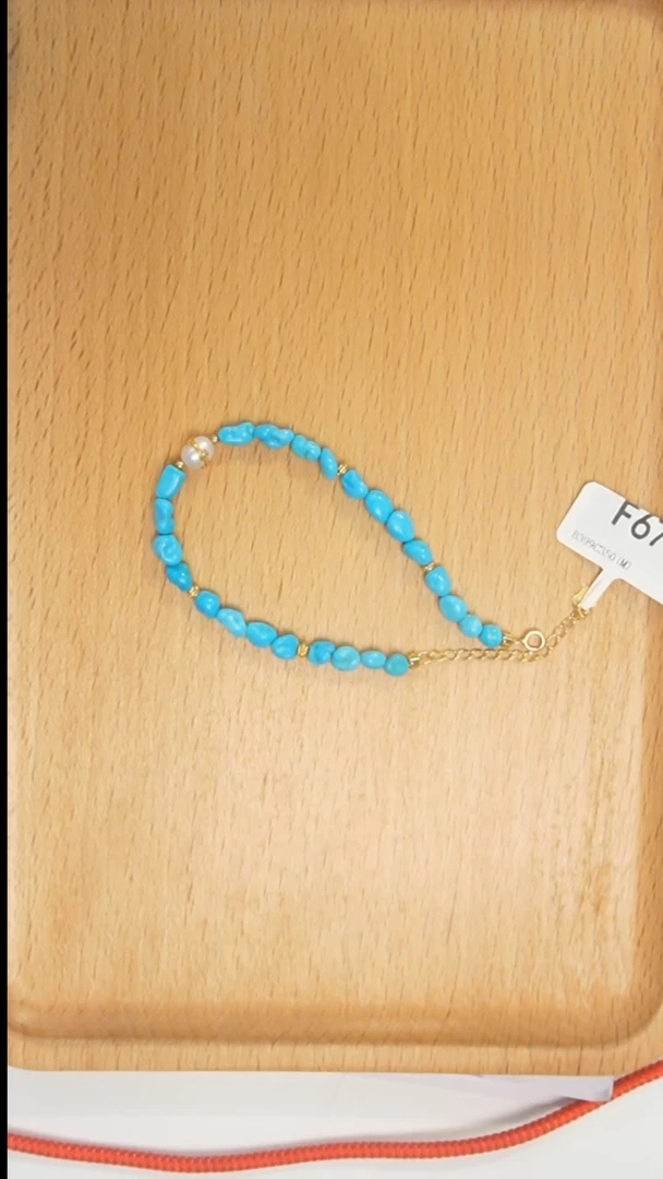 银S925镀金镶嵌绿松石手链发货一件