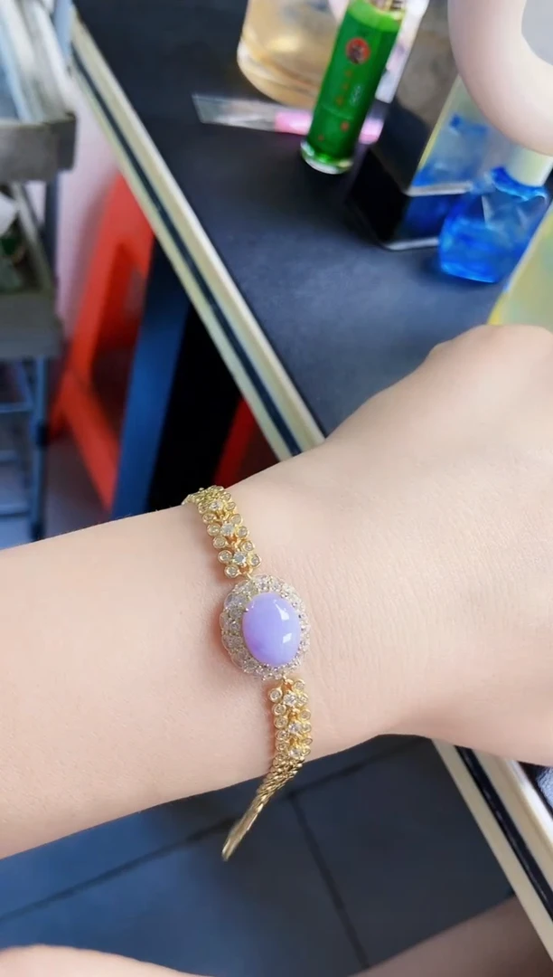 银S925镶嵌手链翡翠54889
