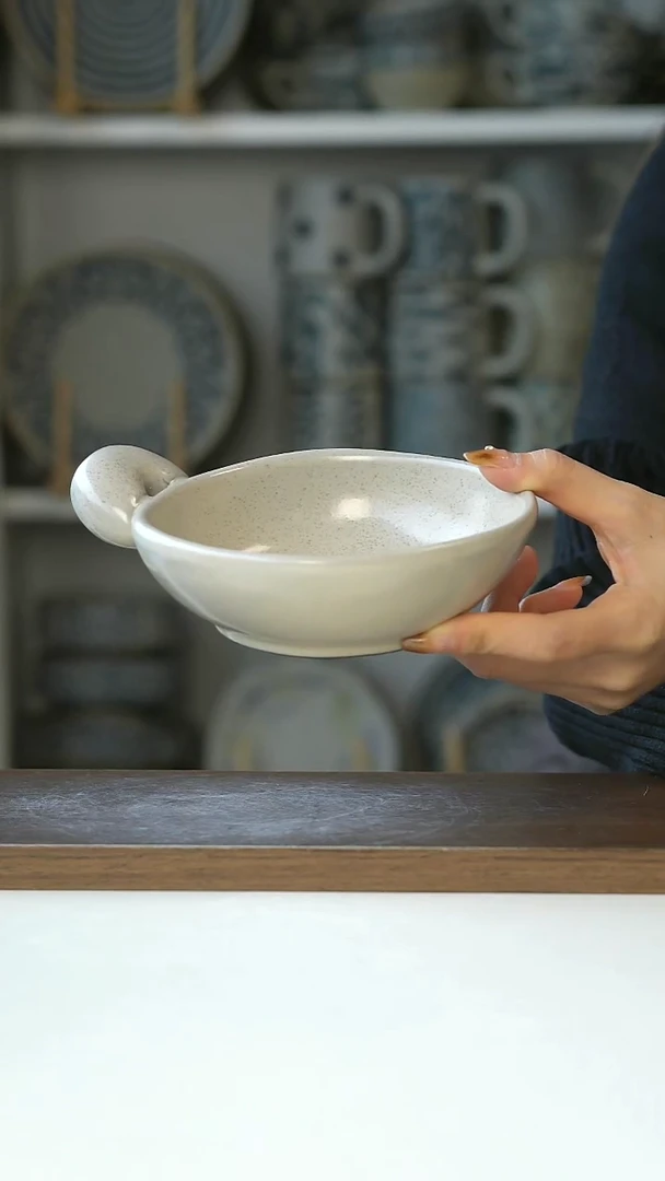 陶Hitable奶油杏单耳酸奶碗17cm@4-2@