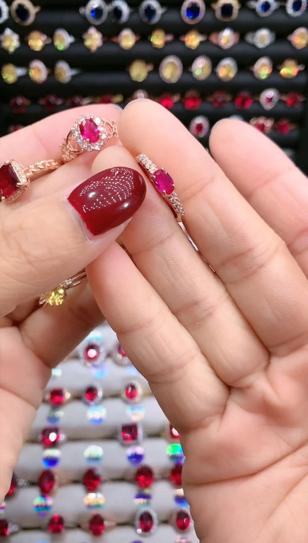 【闪购商品】红宝石戒指银S925镶嵌玫瑰金