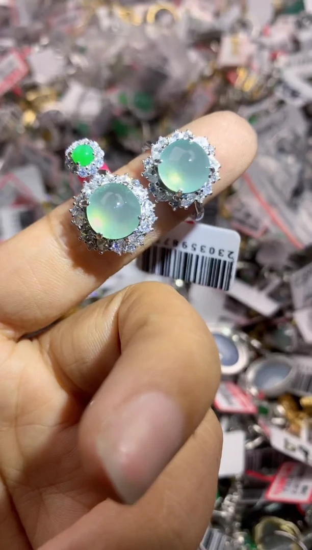 银S925镶嵌戒指翡翠101010---5