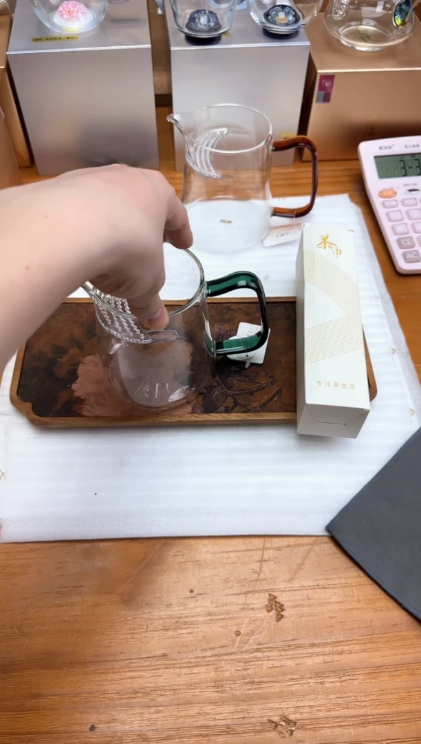 风谜金标新月茶器墨绿+茶巾