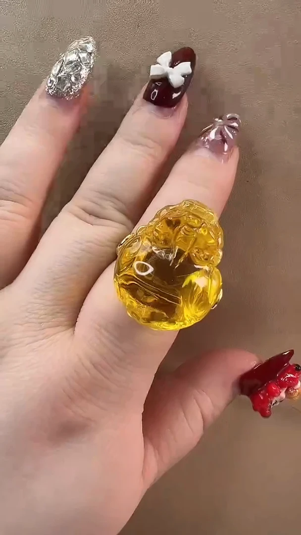 【闪购商品】琥珀戒指银S925镶嵌戒指