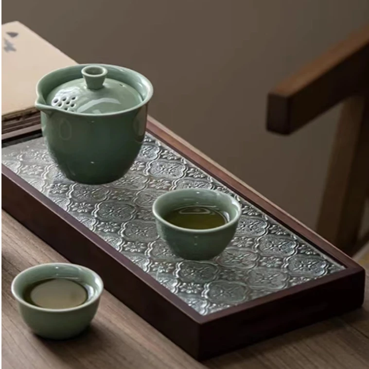 哥窑光面手抓壶一壶二杯+包 T093