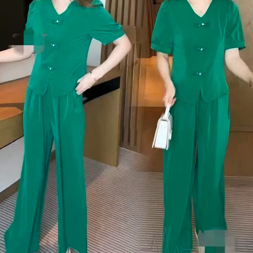 休闲风新中式静奢风通勤时尚套装洋气夏季女装九分