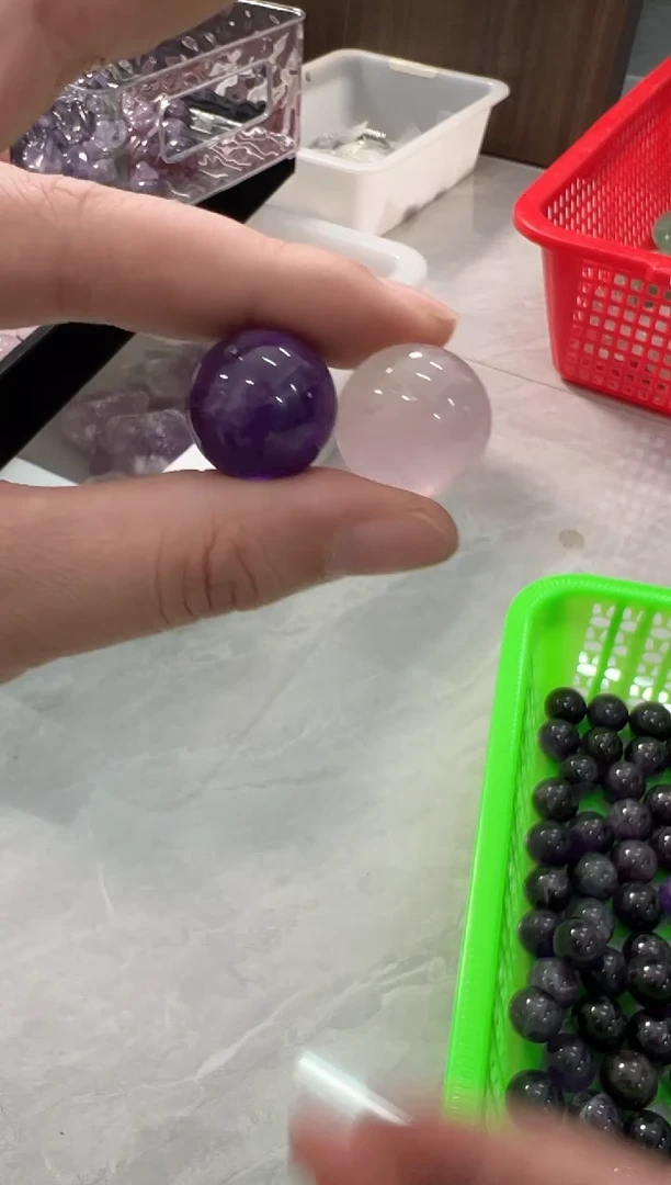 未镶嵌珠宝半成品水晶M159 一紫一粉