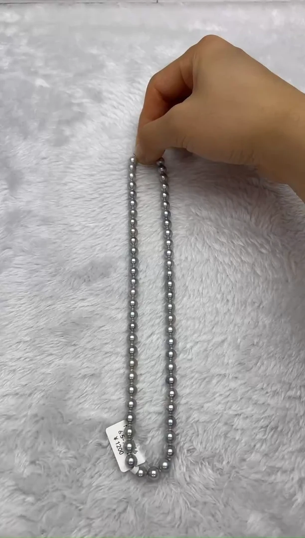 项链银S925镶嵌海水珍珠AK真多麻6.5-7mm