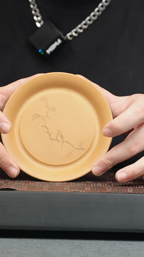 茶壶紫砂五堂 茶宠-刻鸟盘