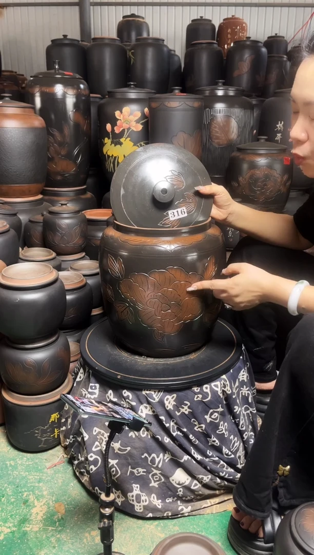 罐瑕疵 小水缸 13升牡丹花 316