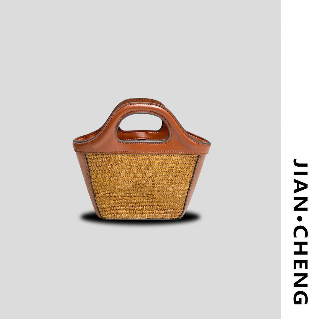 【简柽】迷你草编菜篮子包D505-7001