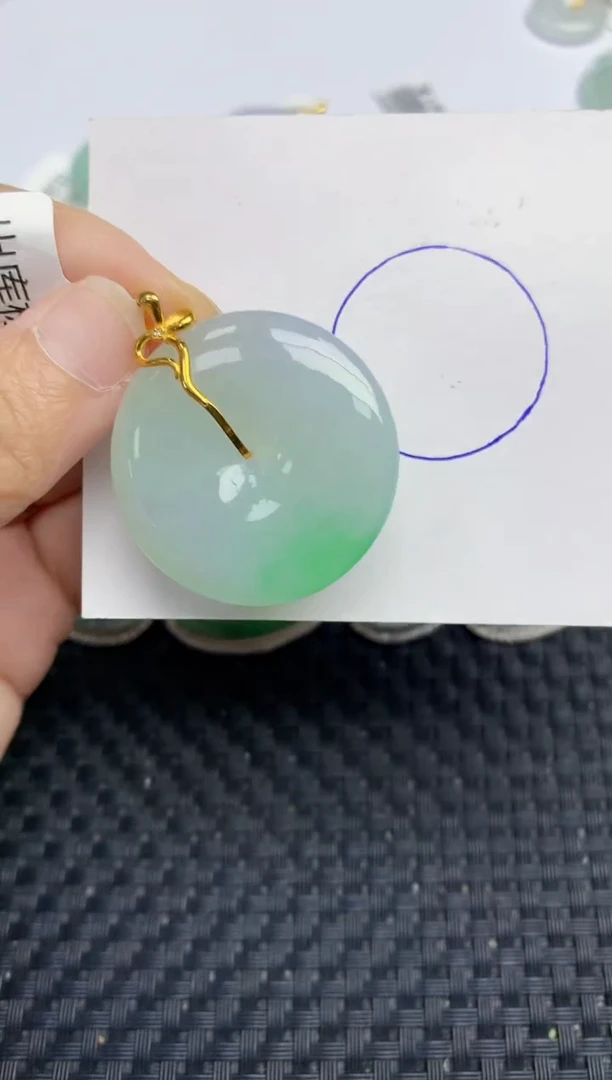 颈饰18K金镶嵌翡翠天然缅甸A货翡翠百元以上9元证书费自理