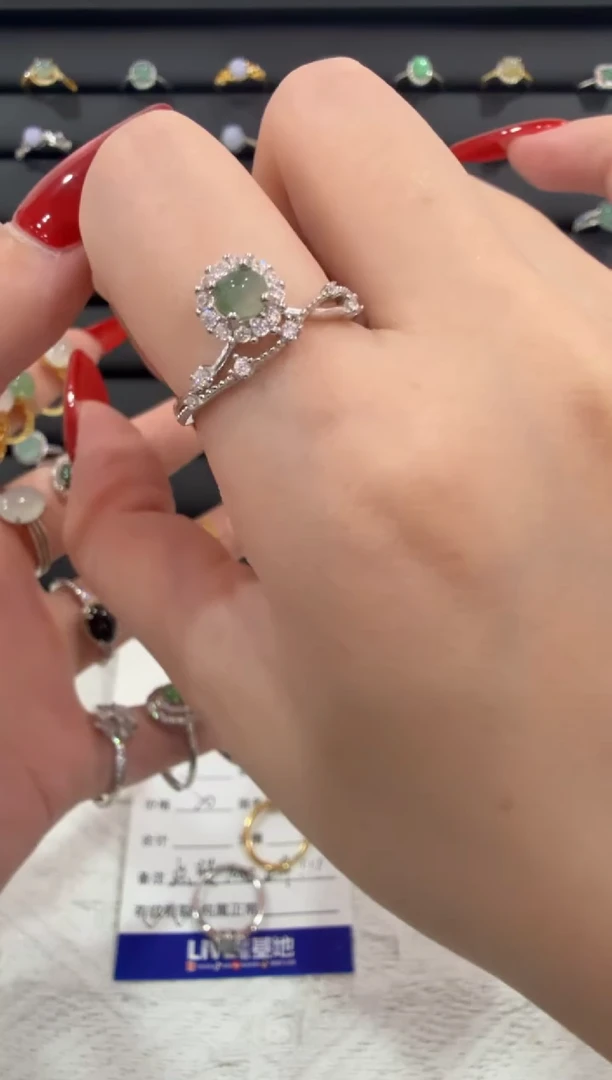 银S925镶嵌戒指翡翠112