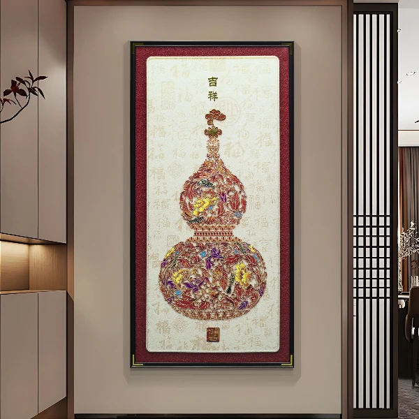 新中式福禄吉祥葫芦装饰画适用于玄关走廊客厅装饰挂画葫芦80160