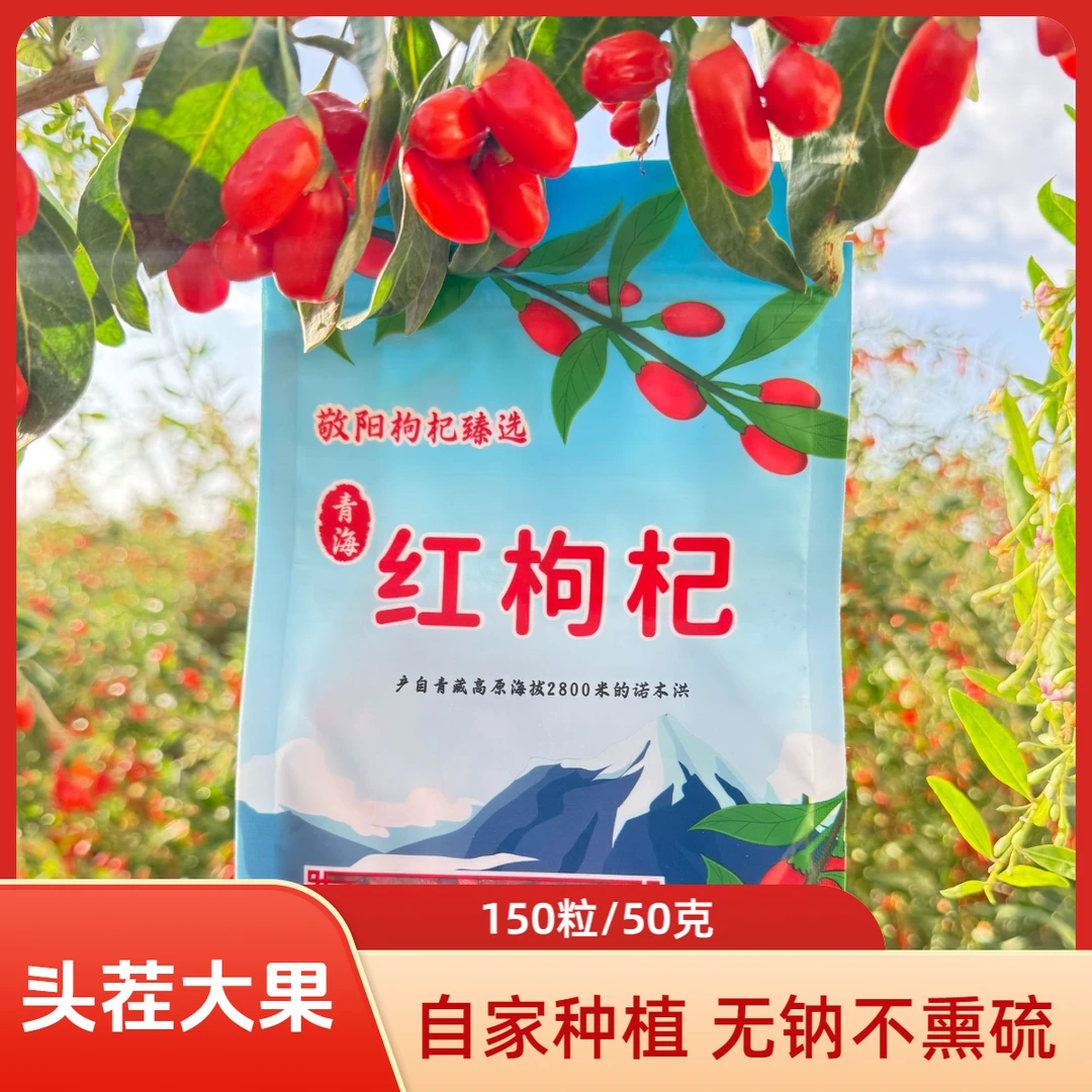 大果贡果级 青海柴达木头茬 枸杞 无钠不熏硫 纯碱晾晒 干嚼泡水