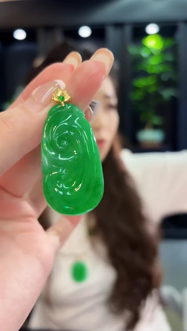 吊坠(不含链)18K金镶嵌翡翠 缅料A货/支持复检/一件