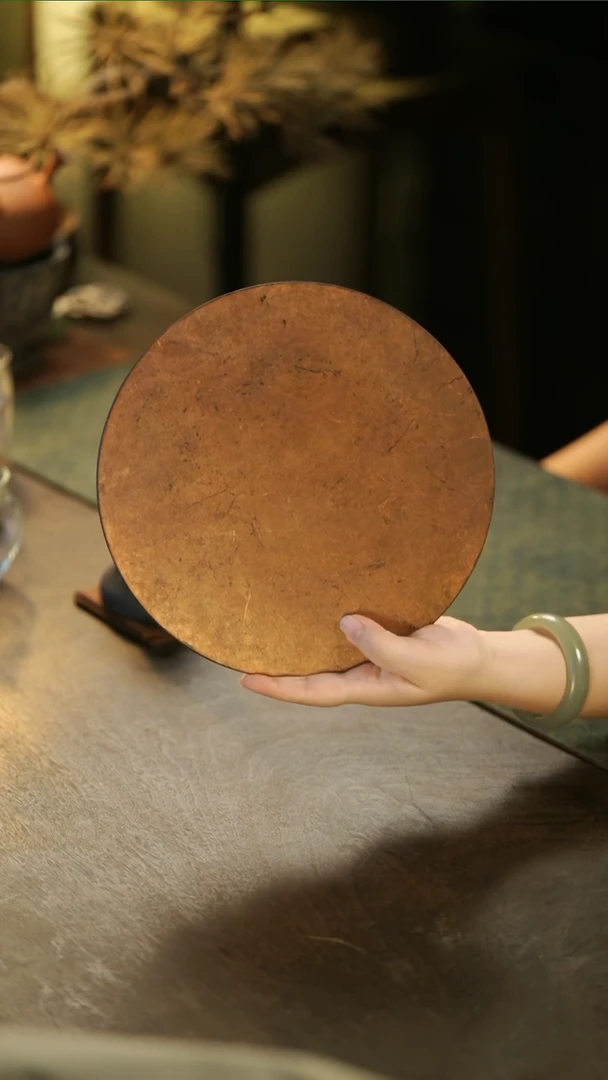 阿眠     瘦马实木大漆茶盘圆形红