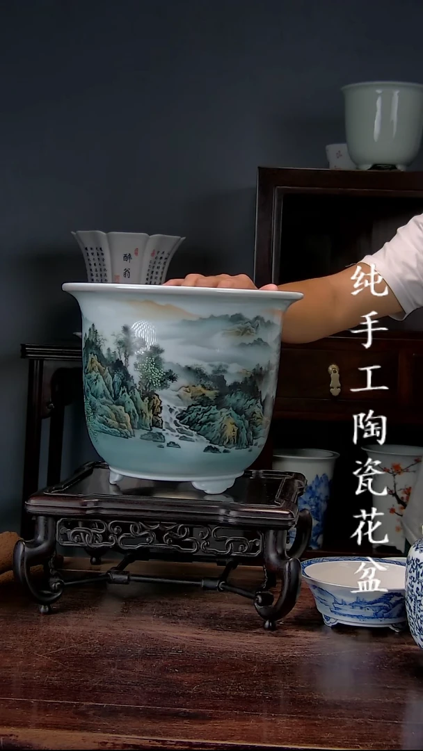 景德镇手工陶瓷花盆