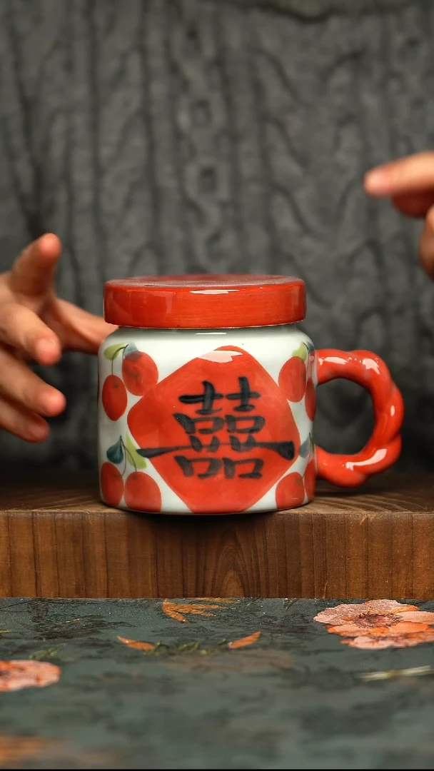杯釉下彩手工手绘同款陶器