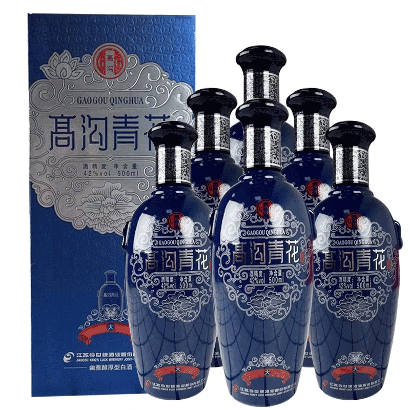 高沟今世缘高沟大青花42度500ml*6瓶整箱装国产浓香型白酒42度