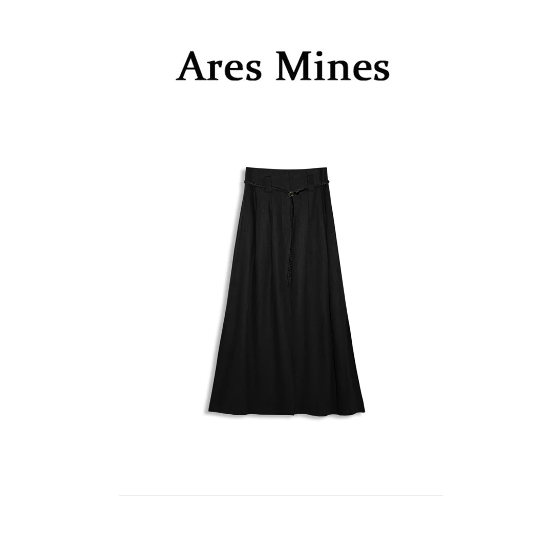 【盛朗熙Ares Mines】老钱风设计 极简松弛感高腰百搭三开叉半裙