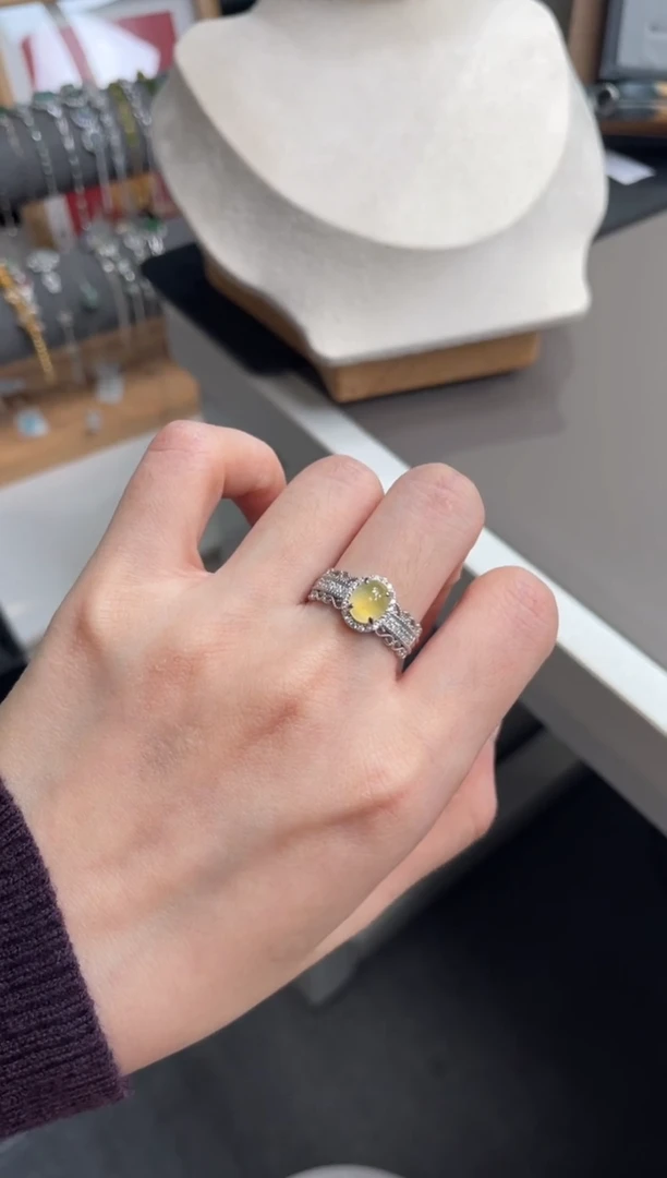 银S925镶嵌戒指翡翠栗****y1