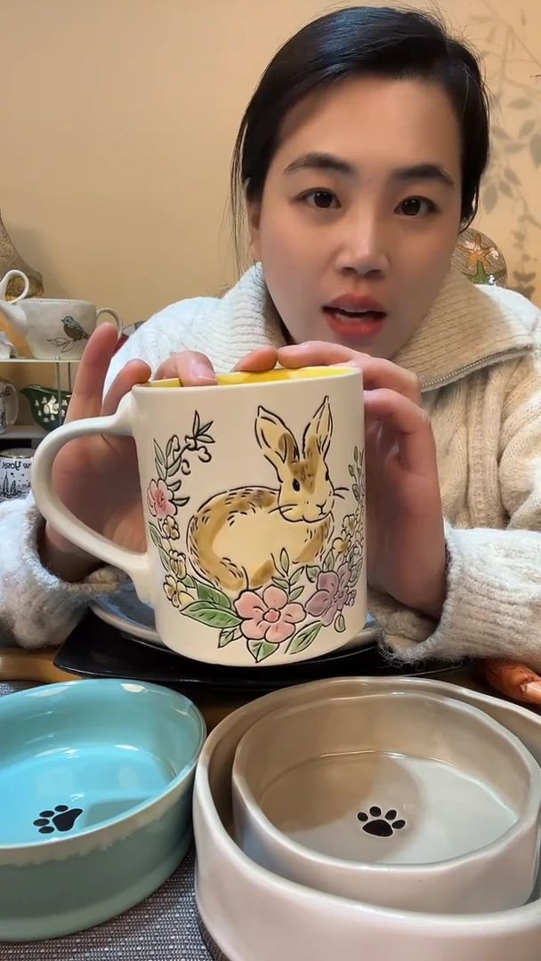 【闪购商品】瓷片兔子杯子 微瑕介意勿拍