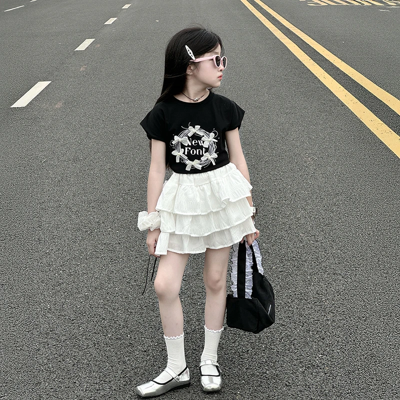女童裙子春秋2025新款女夏季洋气半身裙儿童夏装蛋糕裙-安安