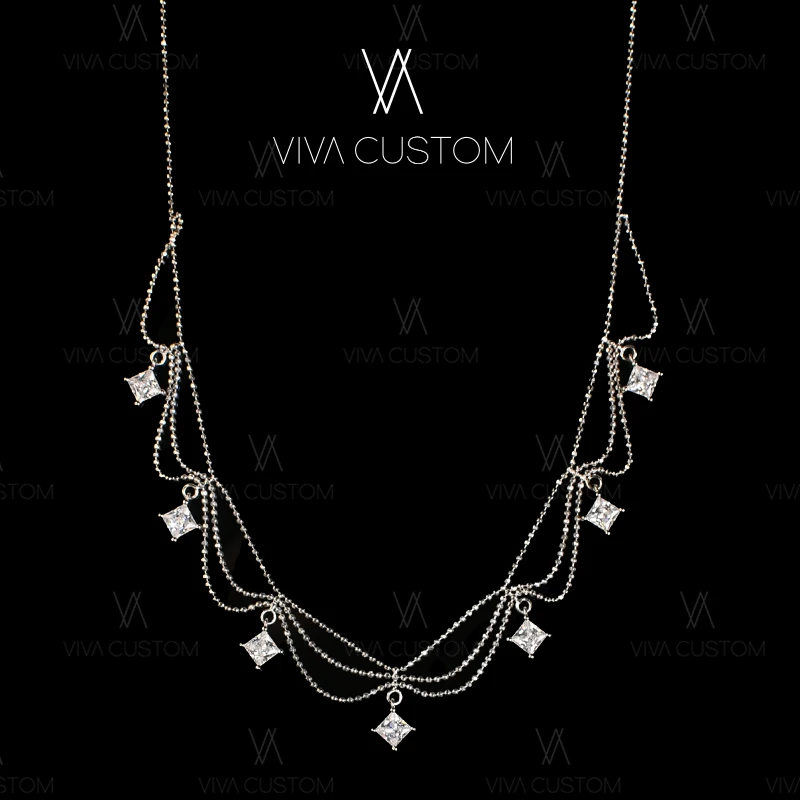 链子925银 （S925银系列）精致甜美方蕾丝项链♡