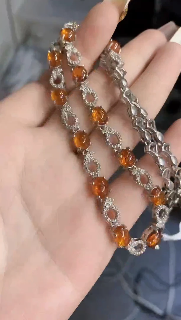 项链银S925镶嵌石榴石（芬达石）楚楚国外珠宝专场48小时鉴赏期