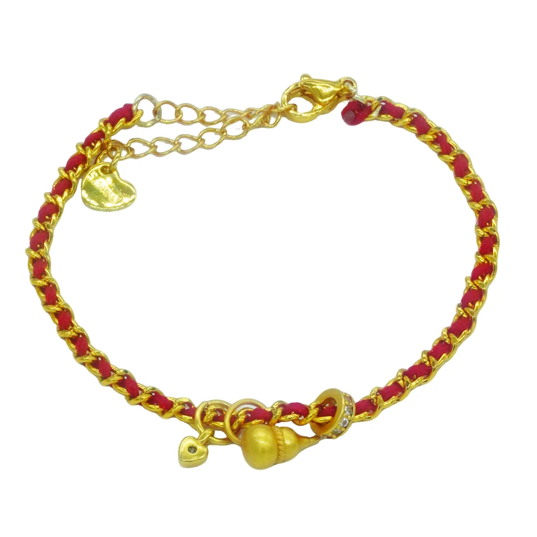 铜合金锦纶手链 福气满满 葫芦红色本命年手链可调大小新中式编制