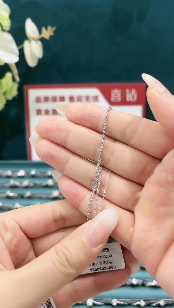 颈饰钻石足铂镶嵌铂金素链/2.48g/40+2.5+2.5可调节