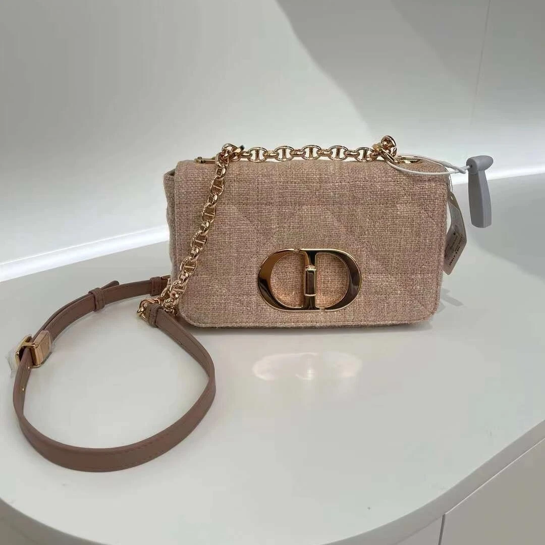 95新 DIOR/迪奥 GGScaro小号粉色玫瑰金扣编织芯片款22年61195897