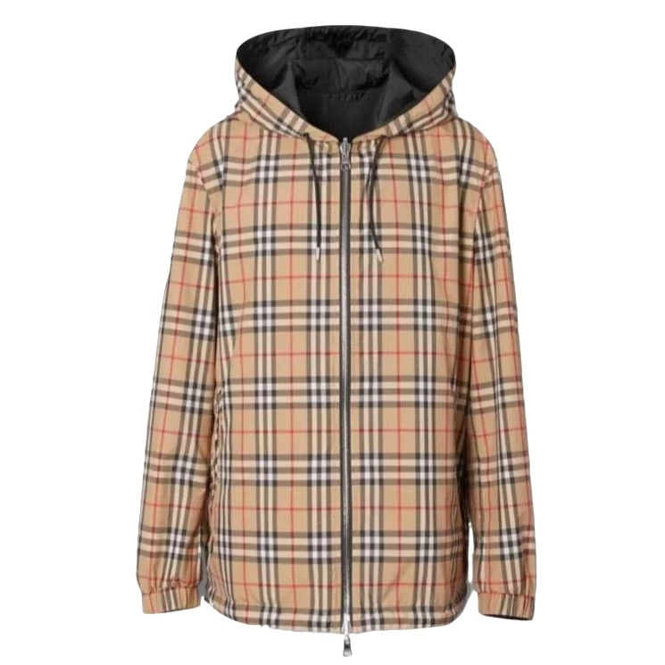 全新未使用 BURBERRY/博柏利 格纹双面两穿连帽外套/XXL