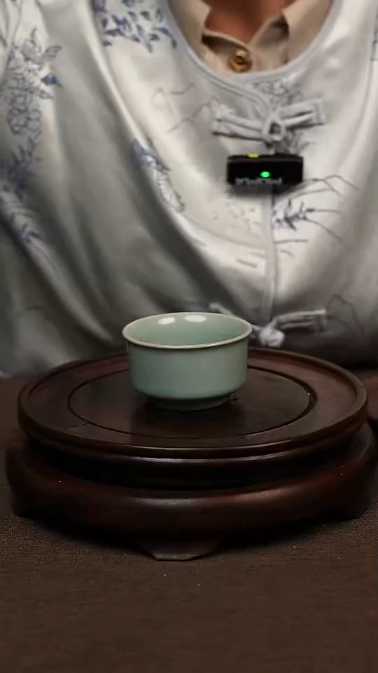 瓷片仿古天青直口杯60ml 微瑕 不带礼盒