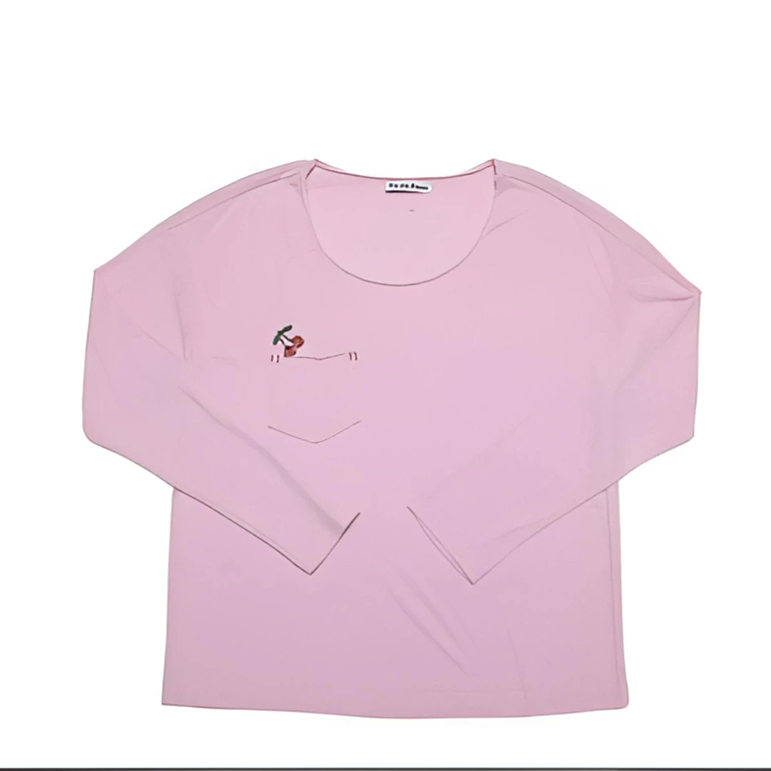 【茉舍】PUZZIEPIECE 粉色樱桃刺绣口袋长袖T PP25PFTS205-580