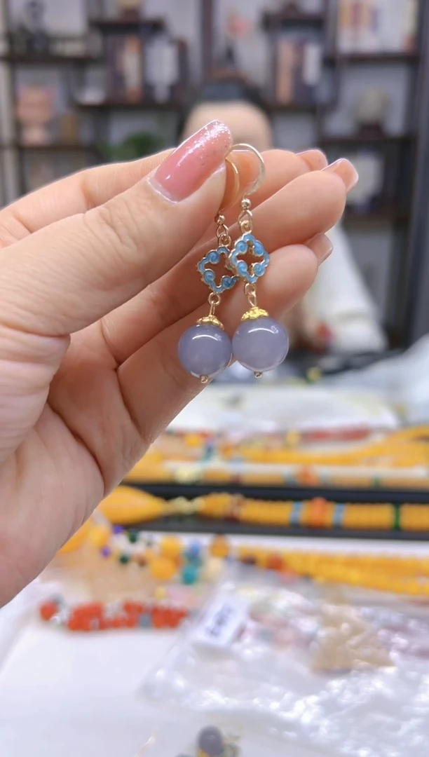 【闪购商品】和田玉耳饰14K金镶嵌E675