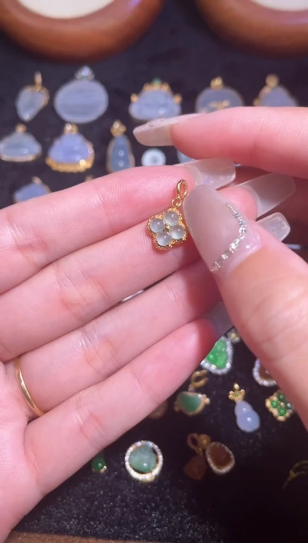 吊坠(不含链)银S925镶嵌翡翠天然a货翡翠