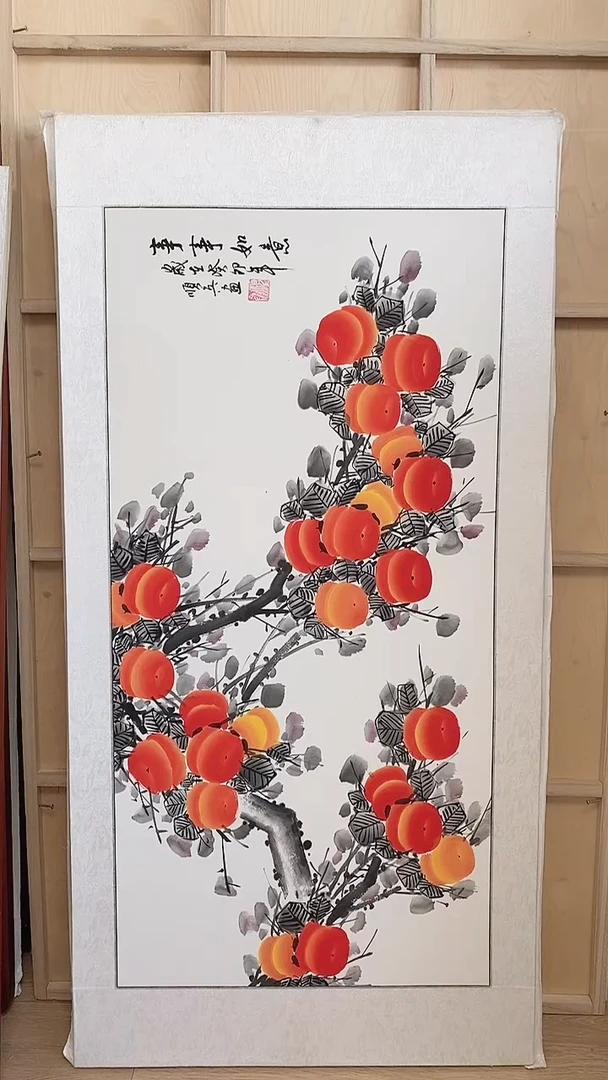 国画实木横幅画框纯手绘国画125*65CM带框装饰字画