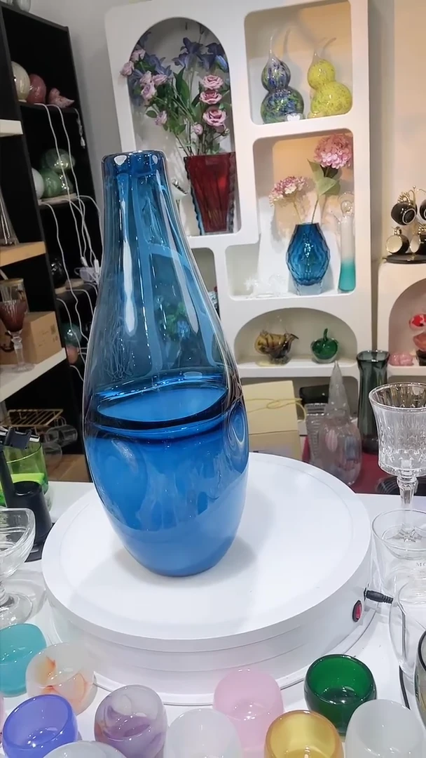 【闪购商品】琉璃44厘米高口径5蓝花瓶异形