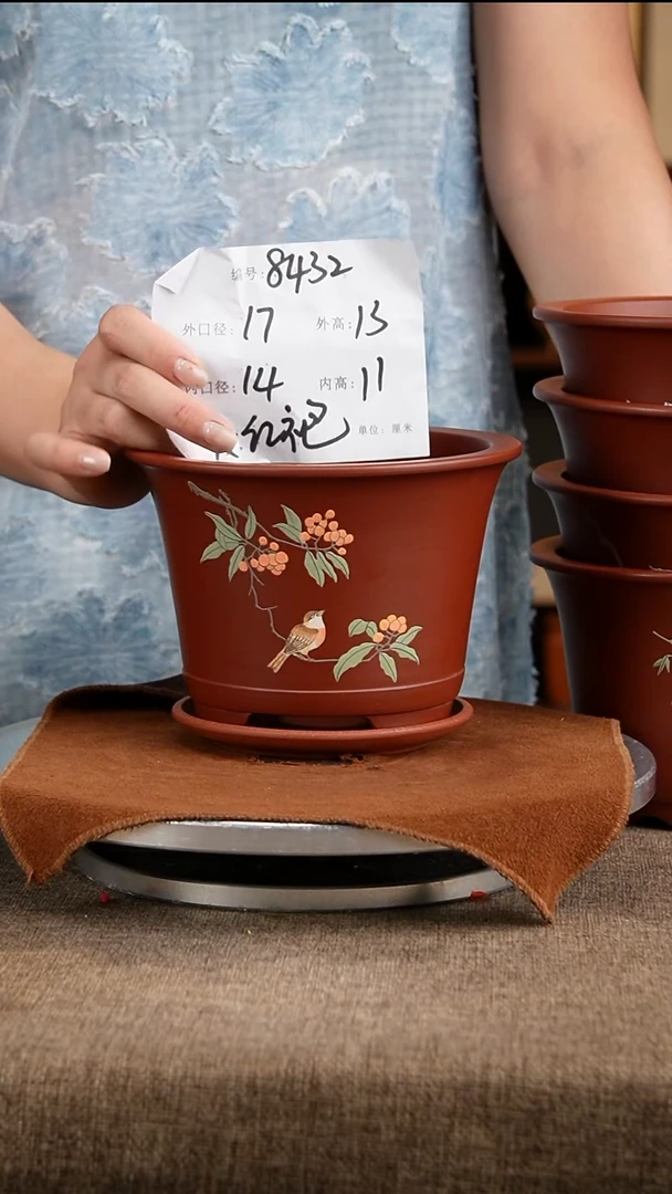 紫砂花盆花卉工艺8432+z