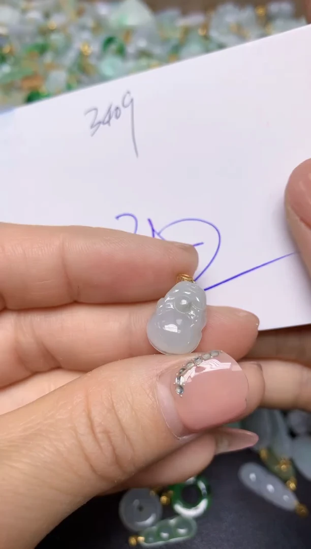 【闪购商品】翡翠挂件18K金镶嵌 天然翡翠A货