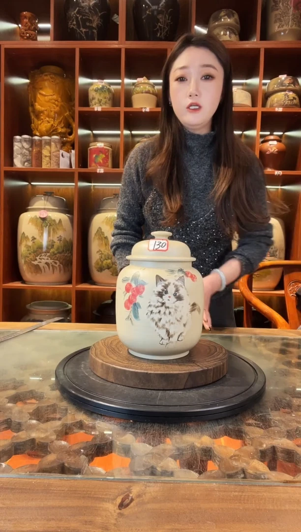 罐李正龙作品白泥小茶罐@130