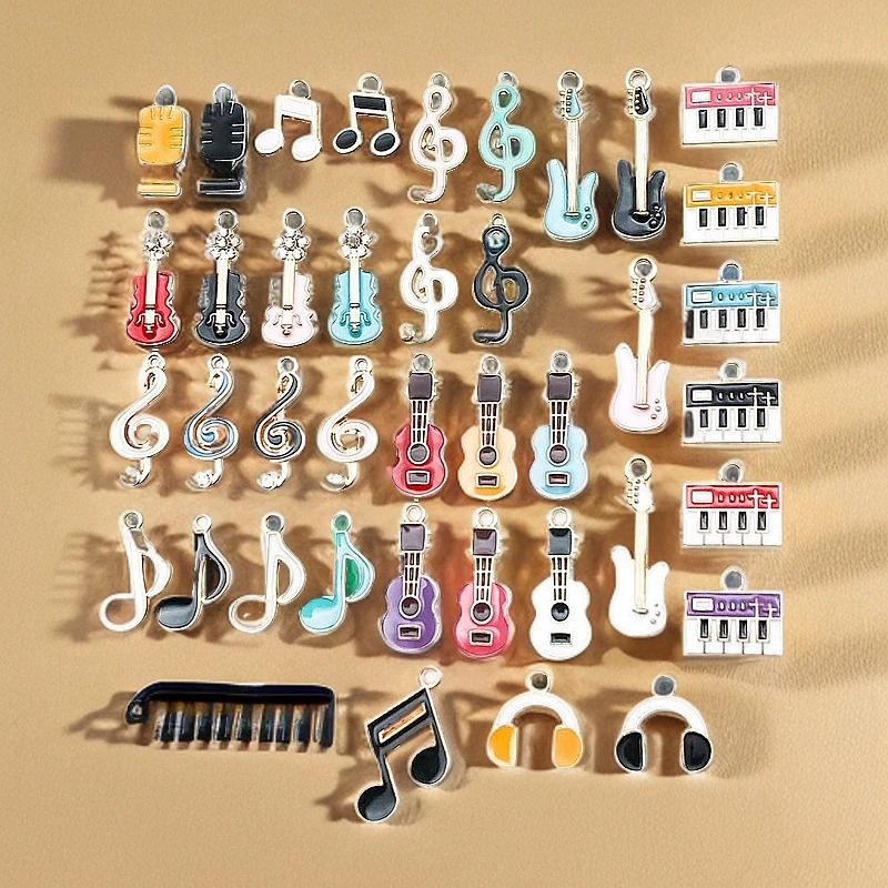 混40款彩色滴油合金音乐符号系列吊坠挂件diy手链项链饰品配件