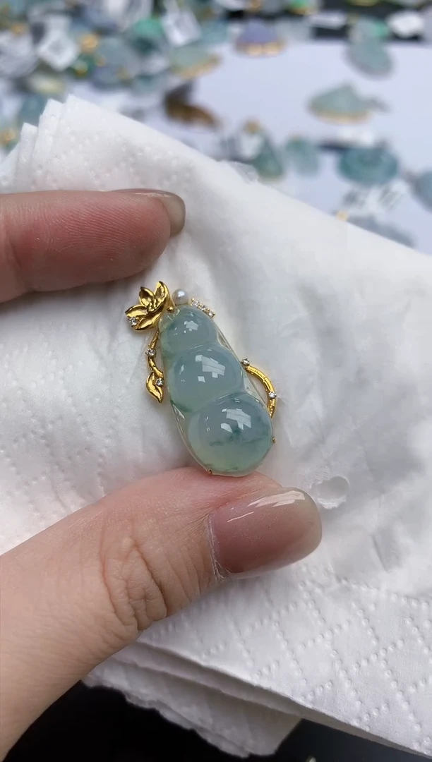 【闪购商品】翡翠颈饰18K金镶嵌天然缅甸翡翠A货