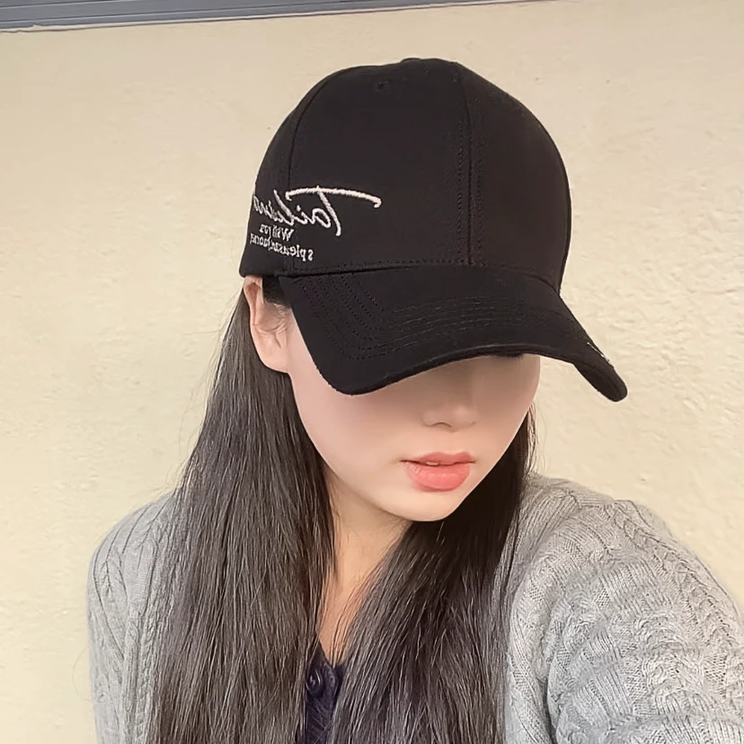 新款帽子加大加宽帽檐百搭遮阳网红户外字母刺绣黑色潮流2025春款