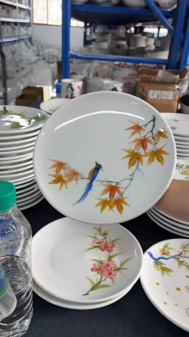 瓷片景德镇高温陶瓷食品级手绘釉中彩-平盘