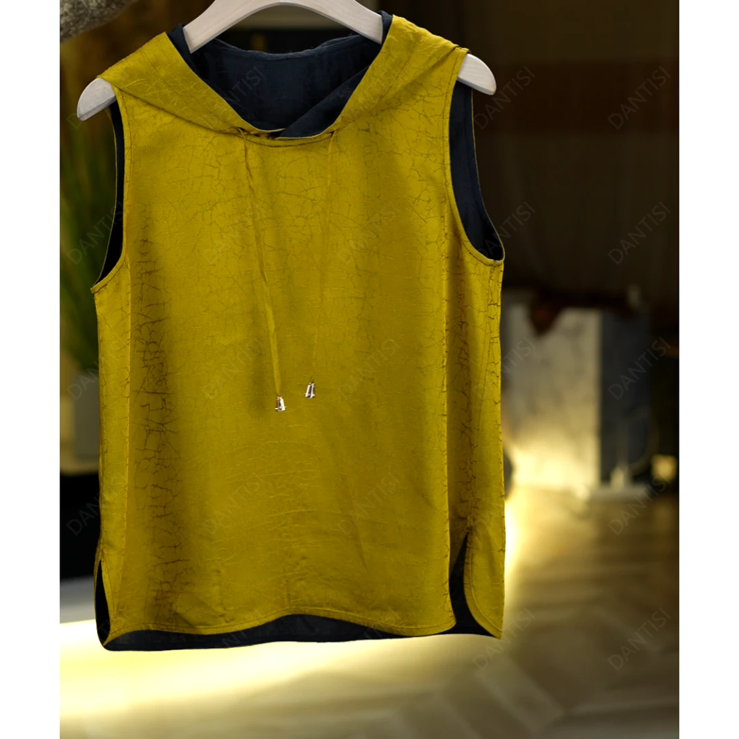 漫寻星《非遗美学》2240复古印花时尚减龄连帽无袖上衣