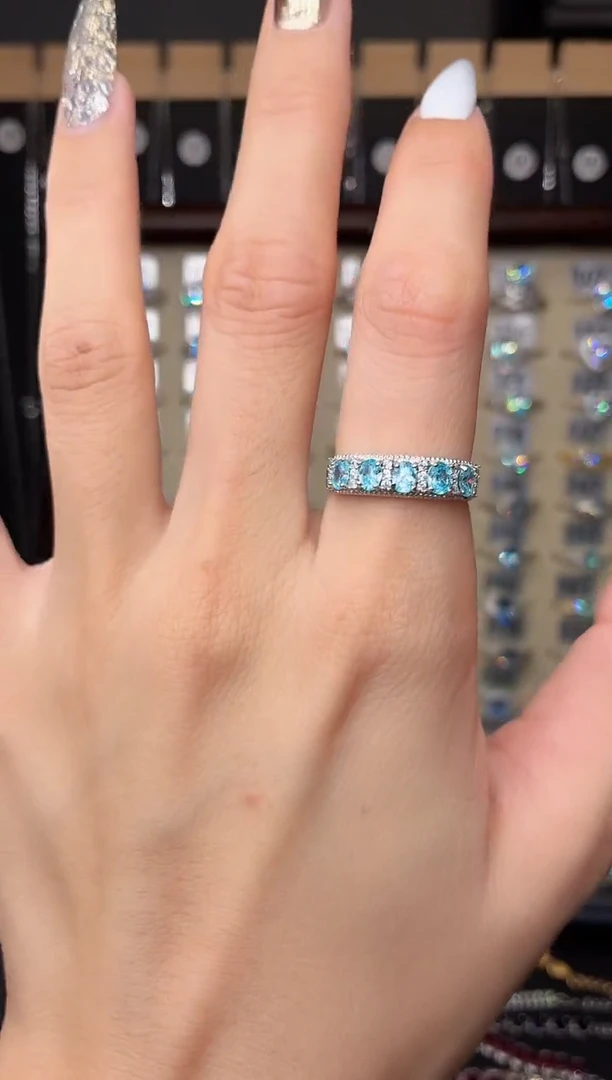 海蓝宝石戒指银S925镶嵌0000